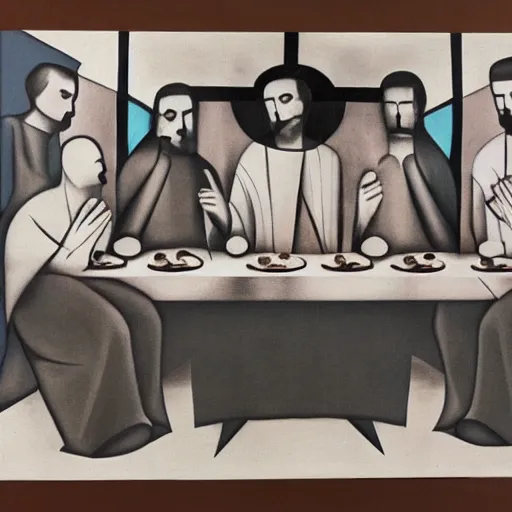 Prompt: Bauhaus artwork The last supper