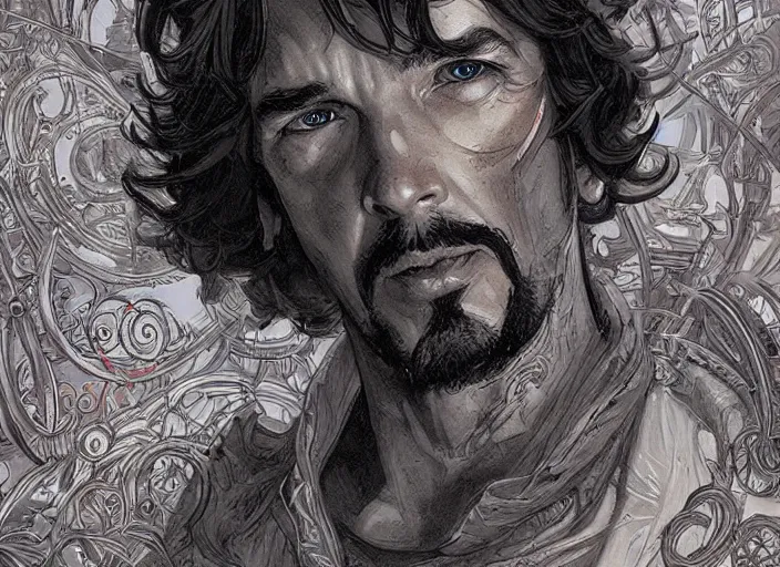 Image similar to a highly detailed godly portrait of stephen strange, james gurney, james jean