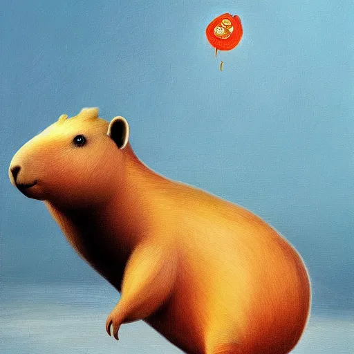 Image similar to capybara in the style of salvadore dali | matte oil painting | featured on artstation | impressionist