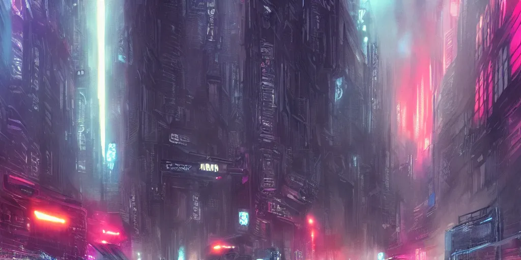 Prompt: warp speed concept art blade runner 2049 tron neon night alleyway diffusion clouds mist New York cityscape helium 44-2 watercolor artstation digital art 8k