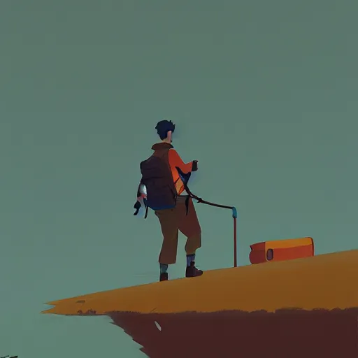 Image similar to hiker unloading the car before camping, by atey ghailan, cgsociety, fantasy art, 2 d game art