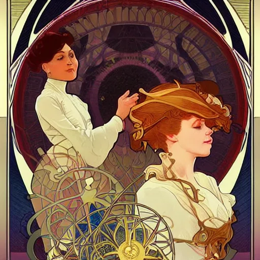 Image similar to Future scientists discover the cure on space station, elegant, intricate, beautiful, digital painting, artstation, concept art, smooth, sharp focus, by Alphonse Mucha and Shepard Fairey