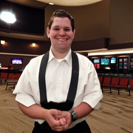 Prompt: a photograph of the average Cinemark Theatres employee
