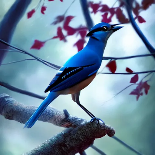 Image similar to european jay, garrulus glandarius, arrendajo. in avila pinewood, 4 k, concept art, by wlop, ilya kuvshinov, artgerm, krenz cushart, greg rutkowski, pixiv. cinematic dramatic atmosphere, sharp focus, volumetric lighting, cinematic lighting, studio quality