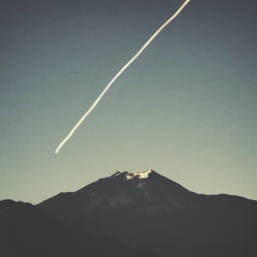 Image similar to a black dot in the sky spaghettifying a mountain, dark lighting, landscape