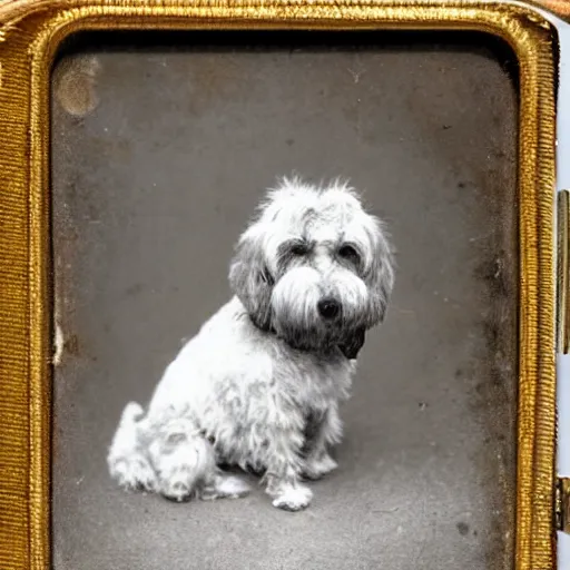 Prompt: Daguerreotype of a wheaten terrier