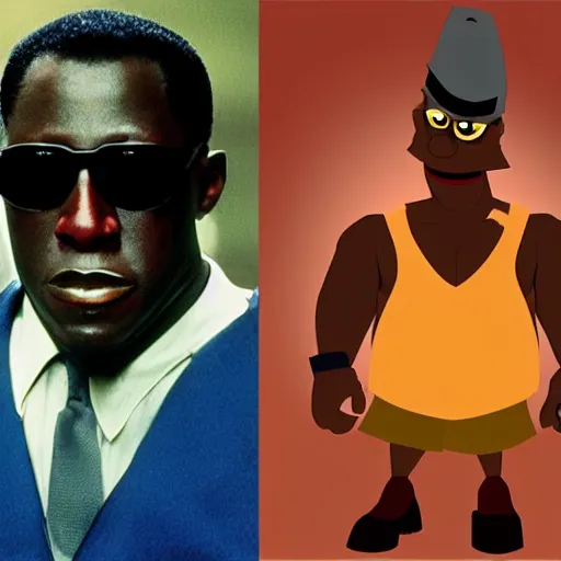 Image similar to wesley snipes in the style of clayfighter