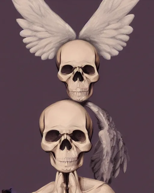 Prompt: an angel with a skull for the head, by jenni pasanen, artstation