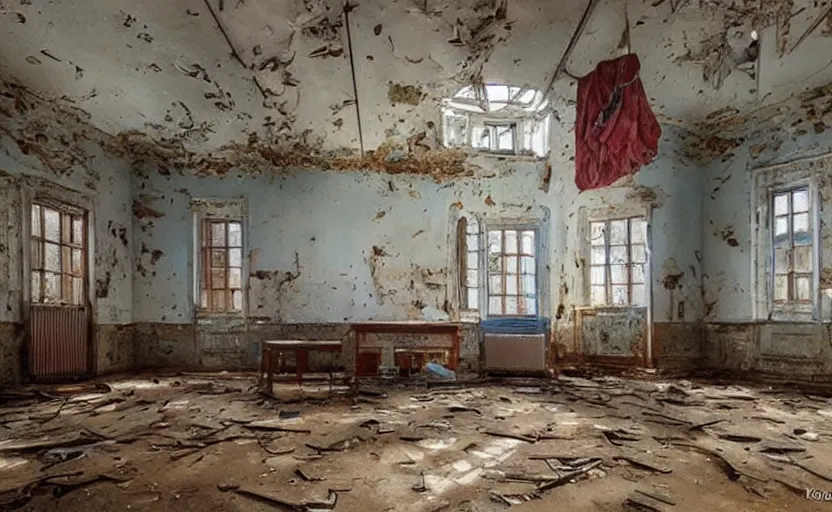 Prompt: Abandoned school. By Konstantin Razumov, highly detailded