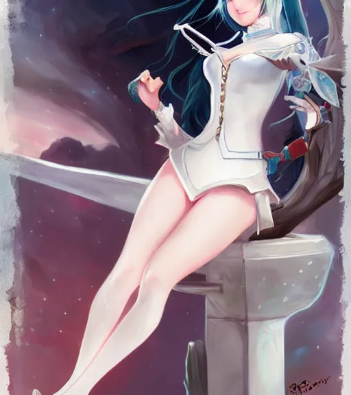 Image similar to A very beautiful painting of Weiss Schnee from RWBY by rossdraws, wlop, artgerm and Gil Elvgren