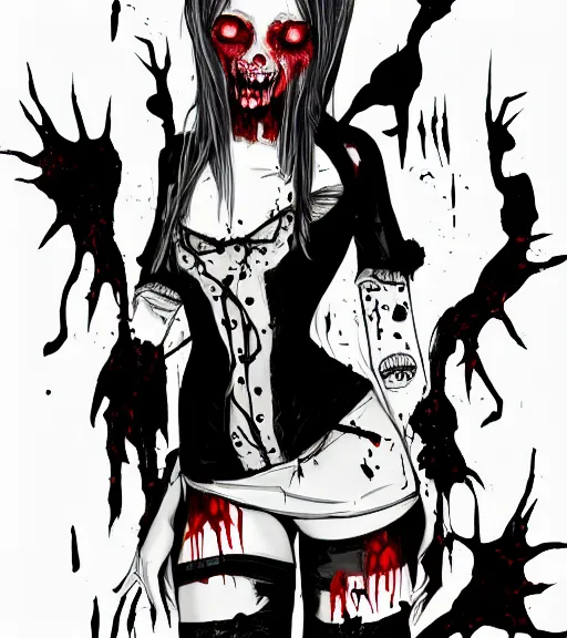 Image similar to horror acid colors, a dark picture comic featuring blood horror and goth anime girls, anime vampires, evil horror vibes