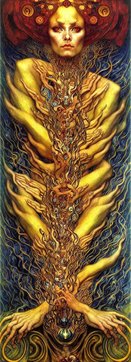 Image similar to Divine Chaos Engine by Karol Bak, Jean Delville, William Blake, Gustav Klimt, and Vincent Van Gogh, symbolist, visionary