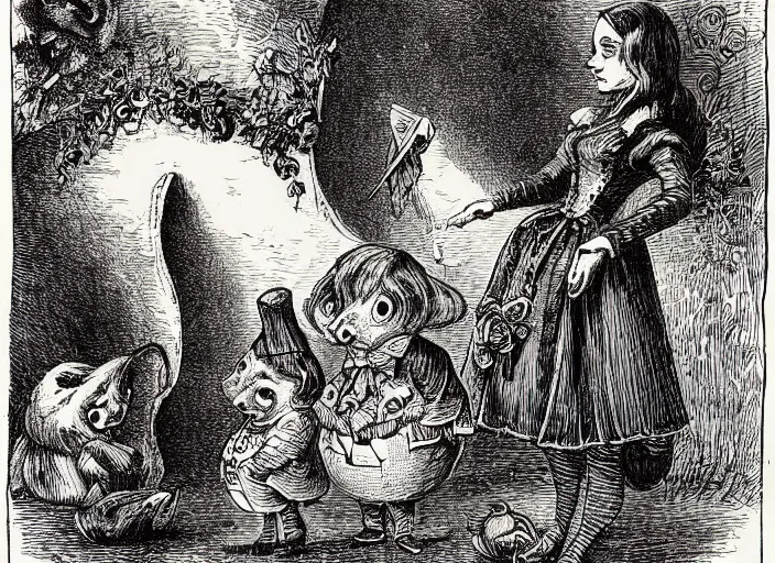 Image similar to Tenniel illustration of Alice in Wonderland Lewis Carrol