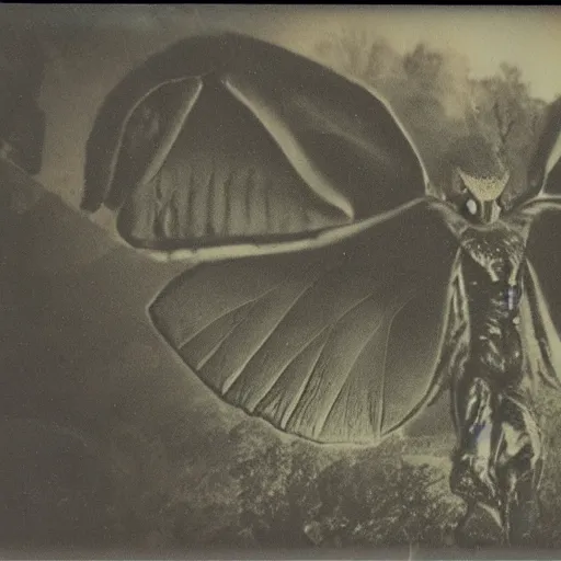 Image similar to real photo of Mothman taken on Polaroid