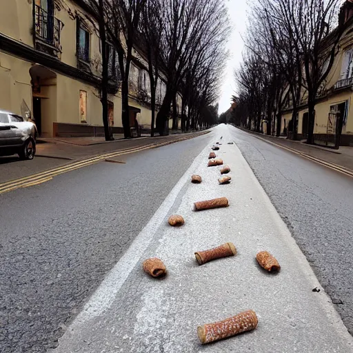 Image similar to Road covered in baguettes