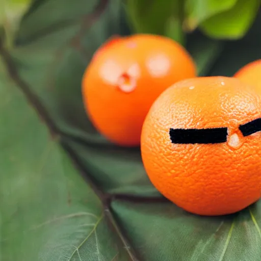 Image similar to an orange fruit character, little black eyes, wearing a superhero cape