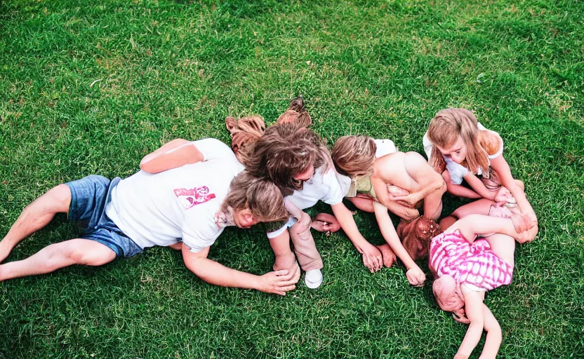 Prompt: 35mm photo of family playing twister in the backyard, 8k, highly detailed