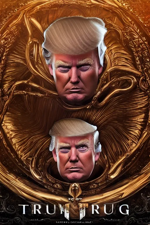 Image similar to an ultra detailed 3 d render of donald trump as an elden ring boss, 8 k resolution, in the style of a fantasy metal album cover, volumetric lighting, smooth, highly detailed, digital illustration, octane render, art by jeong seon and greg rutkowsi and alphonse mucha, artstation