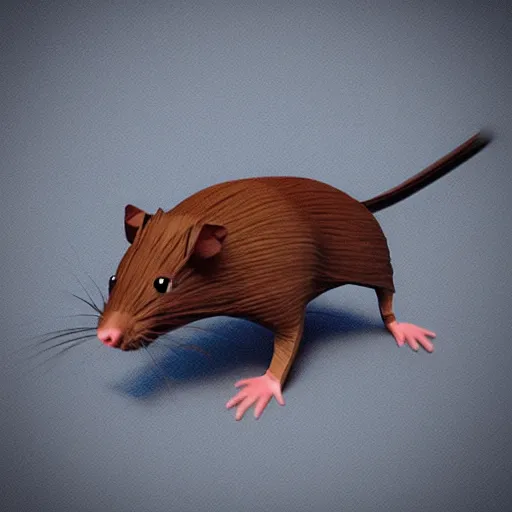 Prompt: low quality spinning rat, 3d low poly, captioned