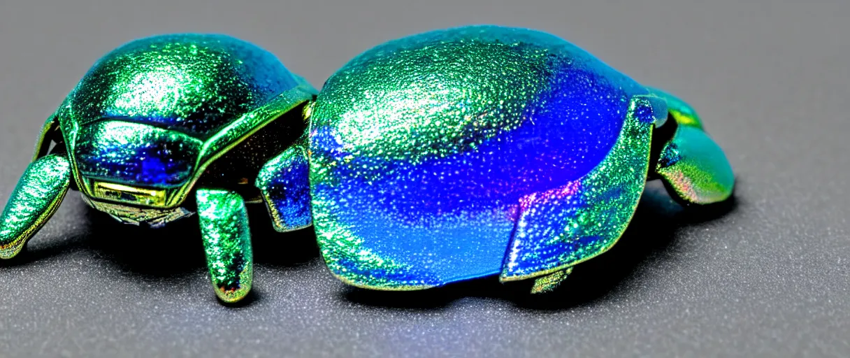 Image similar to highly detailed holographic scarab high quality photo with jeweled gorgeous moody blue lighting octane low angle hd 8k sharp shallow depth of field