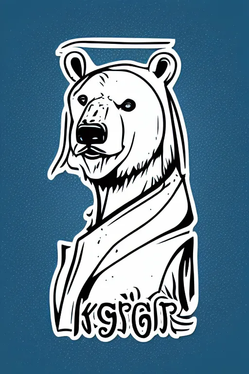 Image similar to Portrait of a polar bear, knight, medieval, sticker, colorful, illustration, highly detailed, simple, smooth and clean vector curves, no jagged lines, vector art, smooth