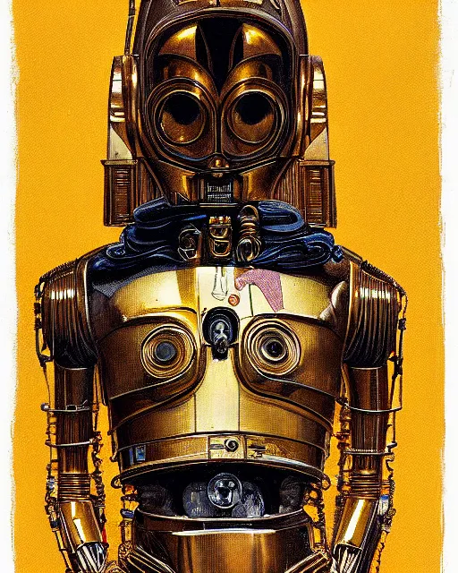 Image similar to portrait of c - 3 po by greg rutkowski in the style of egon schiele