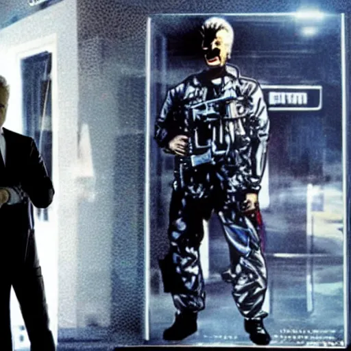 Prompt: geert wilders as terminator, movie poster