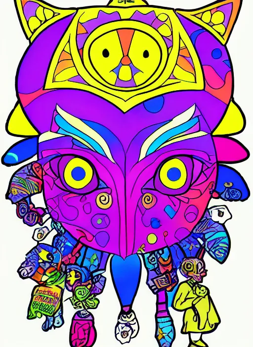 Image similar to a majora's mask coloring book by lisa frank