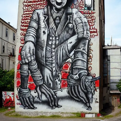 Image similar to transylvanian folk art, in the style of graffiti, made by phlegm