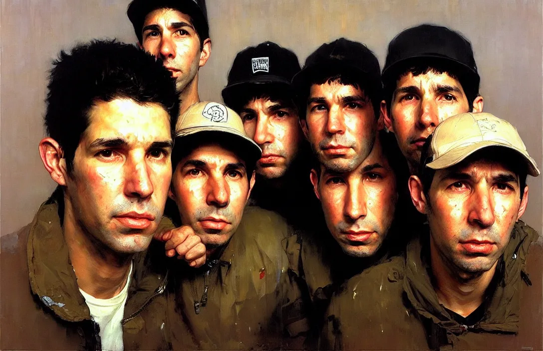 Prompt: portrait of beastie boys!!!!!!!!!!!!!!!!!!!!!!!!!!!, detailed face, detailed painting,, epic lighting, by ilya repin, phil hale and kent williams