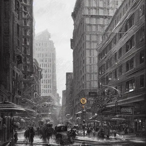 Image similar to downtown boston 1 9 2 5, atmospheric lighting, intricate, ultra detailed, well composed, best on artstation, cgsociety, epic, stunning, gorgeous, intricate detail, wow, masterpiece