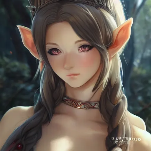 Prompt: portrait anime elven warrior girl, cute - fine - face, pretty face, realistic shaded perfect face, fine details. anime. realistic shaded lighting by ilya kuvshinov giuseppe dangelico pino and michael garmash and rob rey, iamag premiere, aaaa achievement collection, elegant, fabulous, eyes open in wonder.
