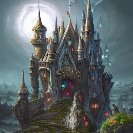 Image similar to fantasy art landscape, fantasy city, fantasy kunst, fantasy castle, fantasy house, architecture mystery, artstation, house illustration