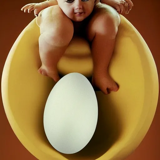 Image similar to Donald Trump in an eggshell photographed by Anne Geddes