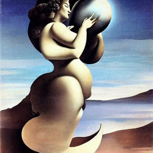 Prompt: goddess, moon, salvador dali