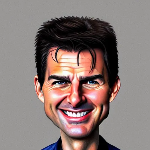 Image similar to caricature drawing of tom cruise smiling, exaggerated features, highly detailed, drawing by mahesh nambiar, sebastian kruger, archille superbi, carola rubio, artstation