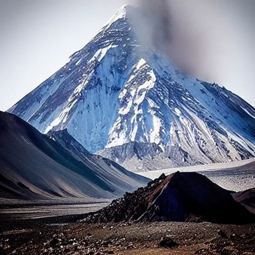 Prompt: “volcano irrupt Ing on Mount Everest”