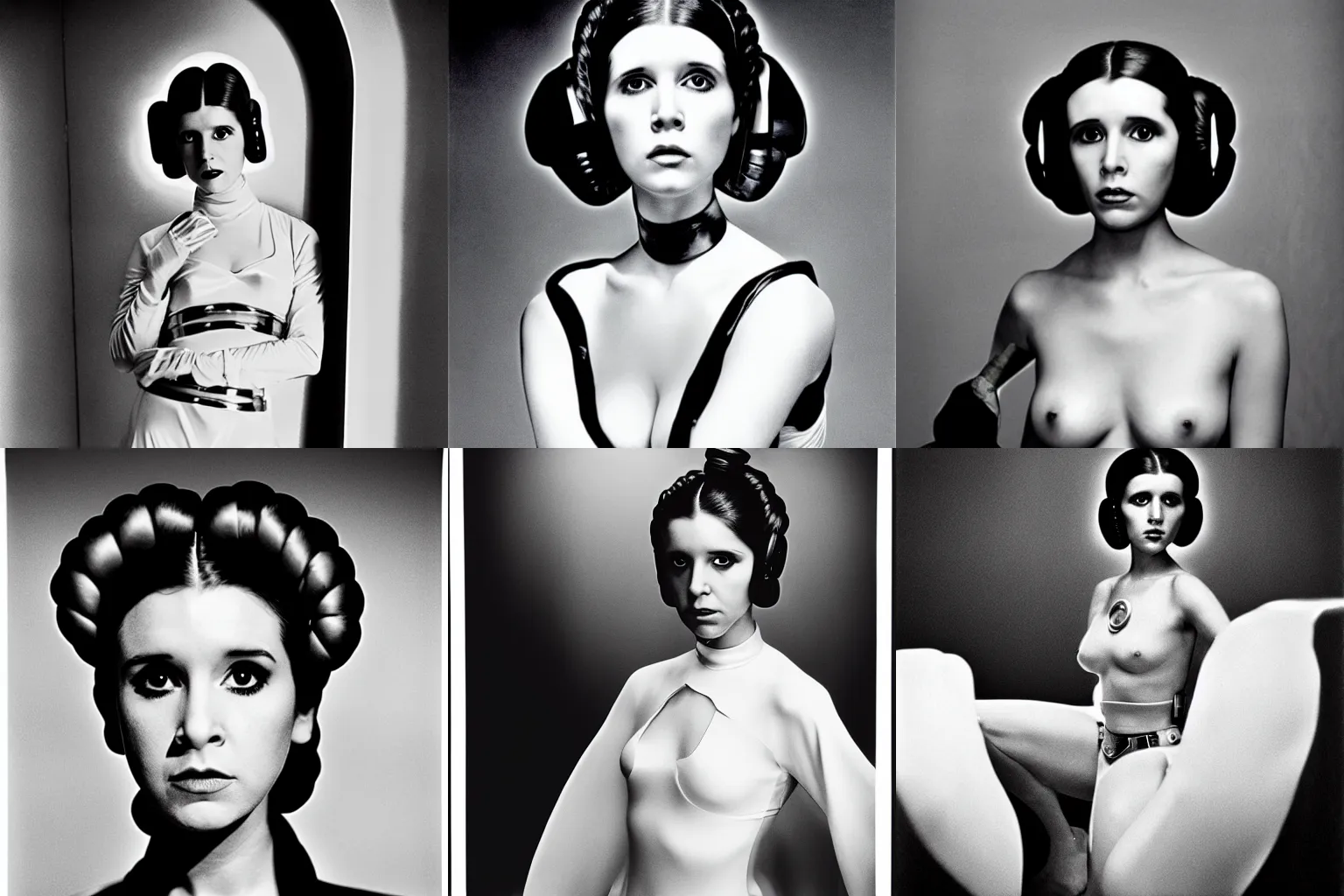 Prompt: princess leia photographed by helmut newton, studio photography, award winning