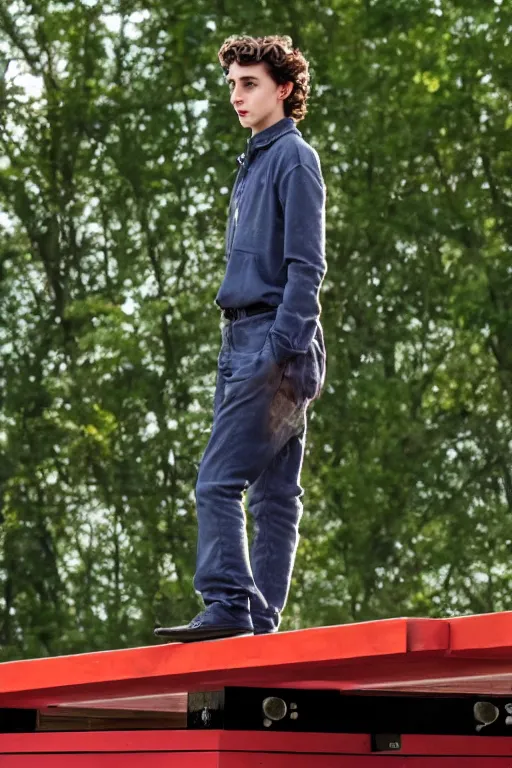 Image similar to timothee chalamet standing on the diving board, red weapon 8 k s 3 5, cooke anamorphic / i lenses, highly detailed, cinematic lighting