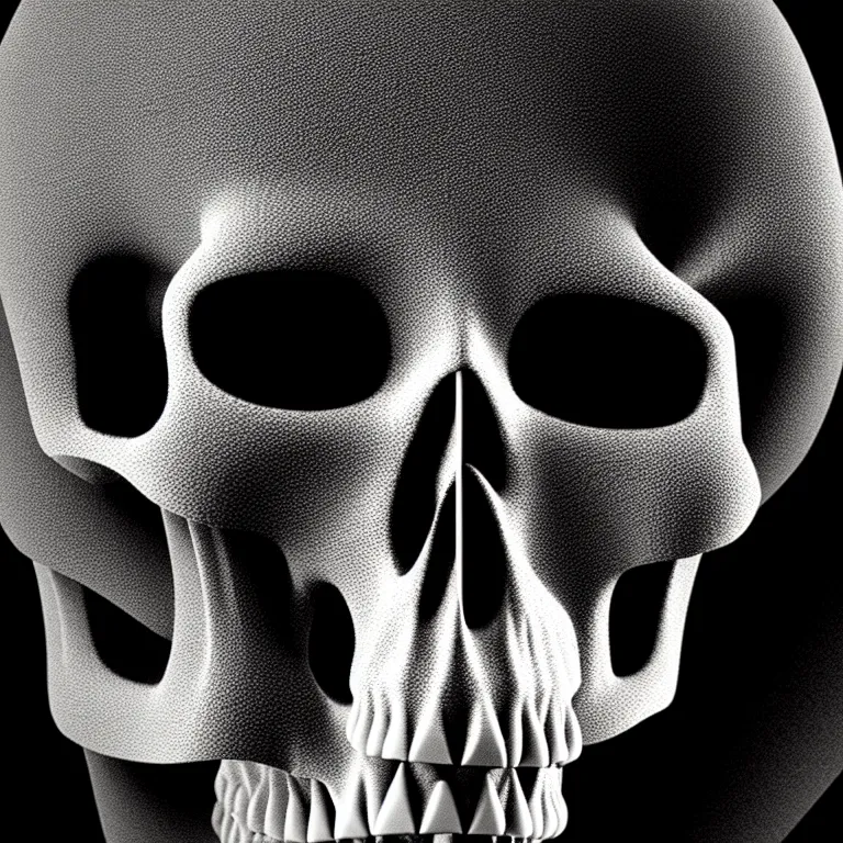 Image similar to black and white light 3D geometry, skull, matte bright highly detailed, poetic, 3D render, digital art, octane render, 8K artistic photography, photo-realistic, by Dora Maar