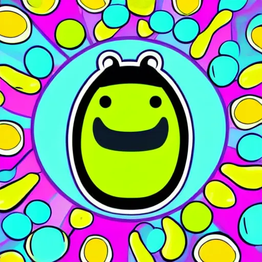 Image similar to Cute sentient avocado, brightly colored, vector art, pop art