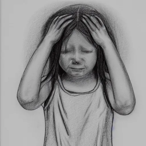 Prompt: backside photograph of a girl holding the bathroom sink with both hands in a dark room and crying, textured pencil sketch