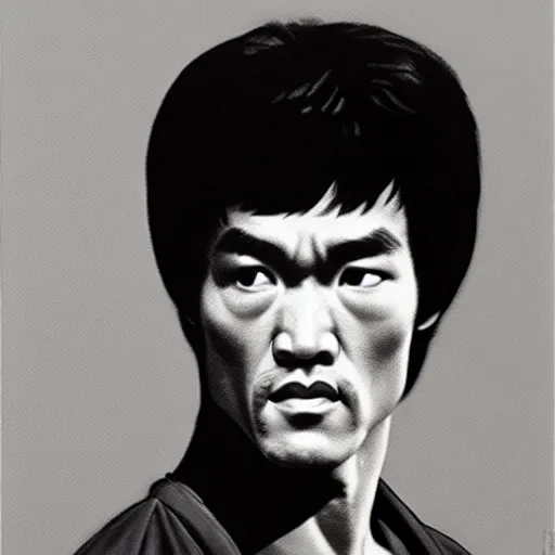 Image similar to portrait of bruce lee by frank frazetta, very detailed, 4 k