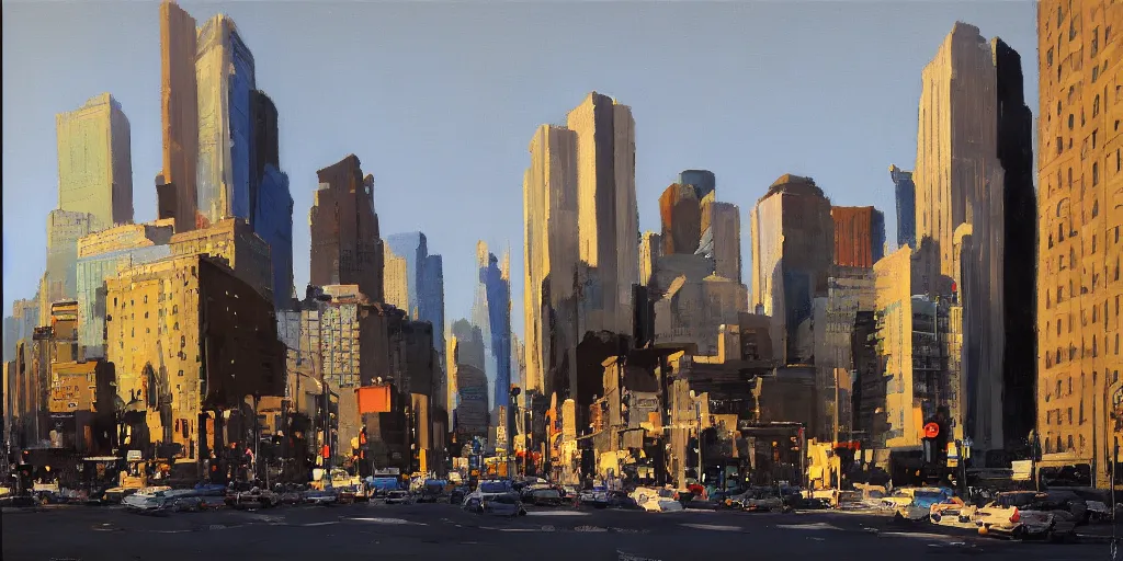 Image similar to city morning ben aronson matte painting