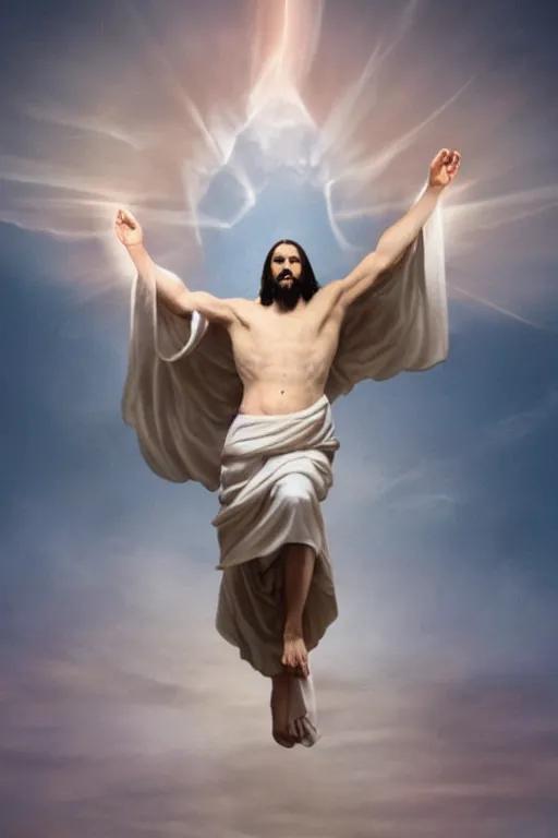 Prompt: Jesus transcending his human form