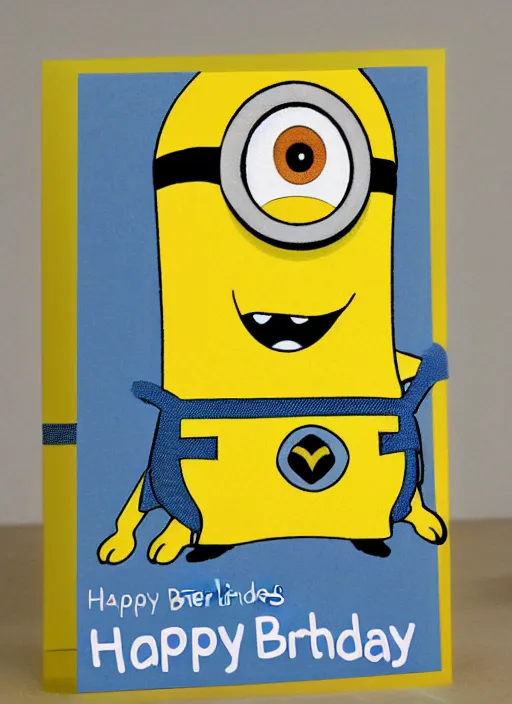 Prompt: happy birthday greeting card 5 0 th birthday, minions birthday card, hallmark design, intricate, uhd, funny birthday card