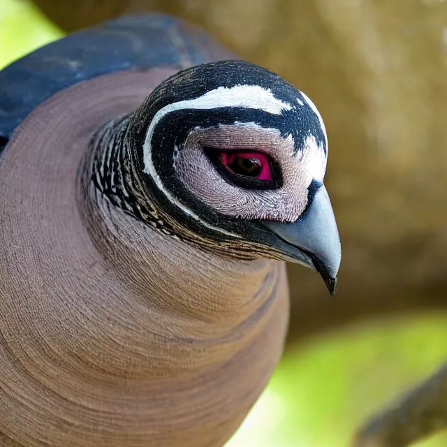 Image similar to turtle - beak pigeon, looking like a raccoon, confused animal