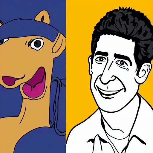 Prompt: bojack horseman style portrait of ross geller