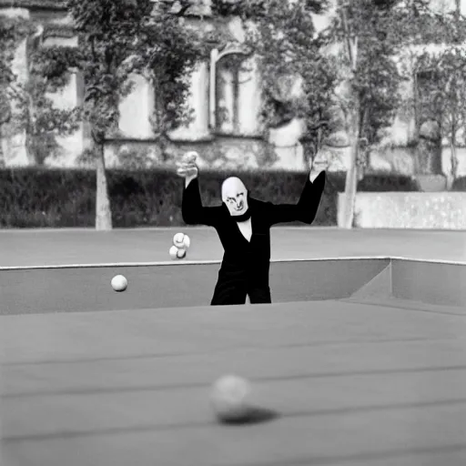 Image similar to portrait of nosferatu is playing petanque, realistic photography