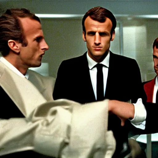 Prompt: the three sons of Emmanuel Macron in American Psycho (1999)